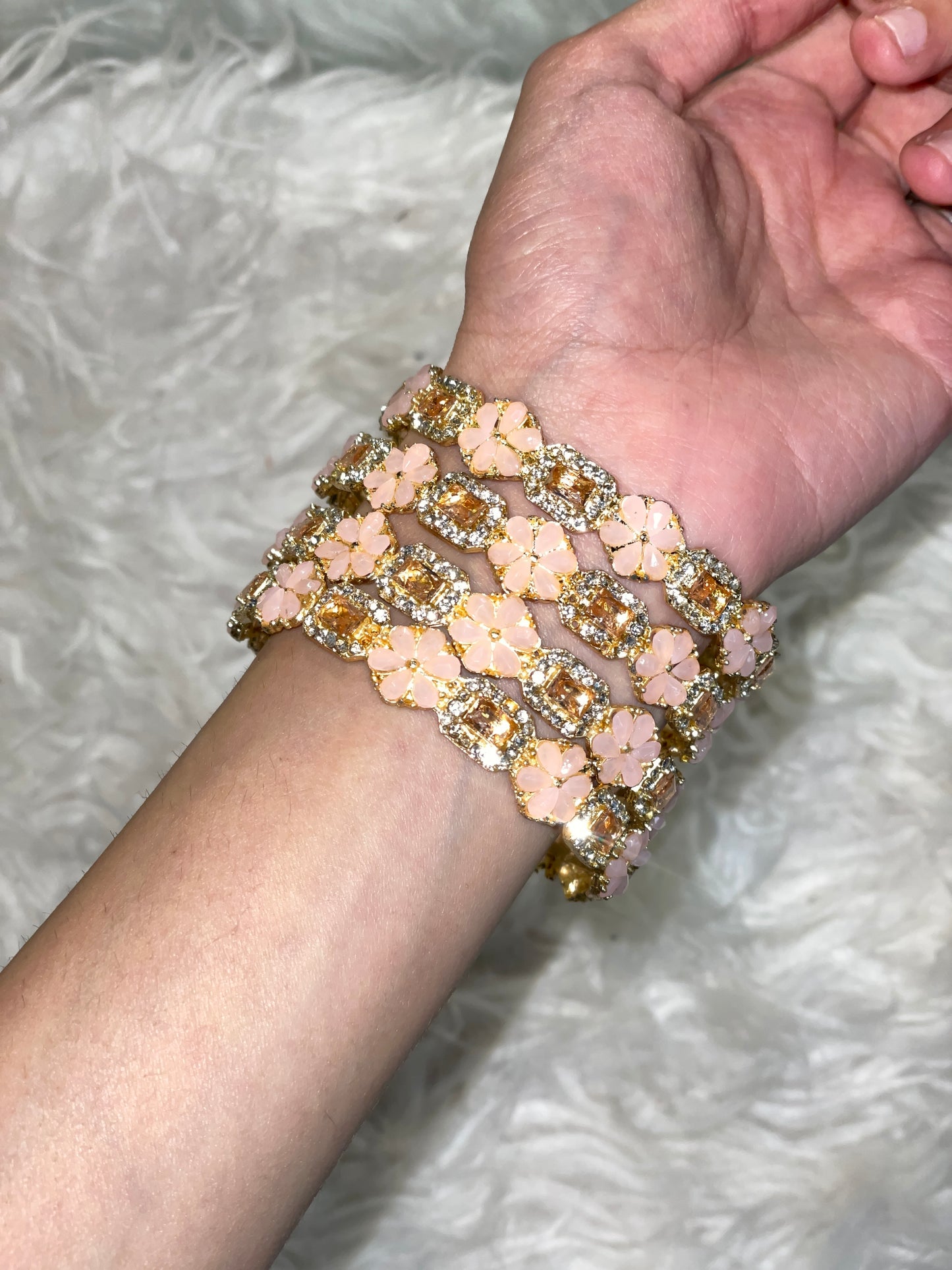 Peach Gulab Kundan Cuff