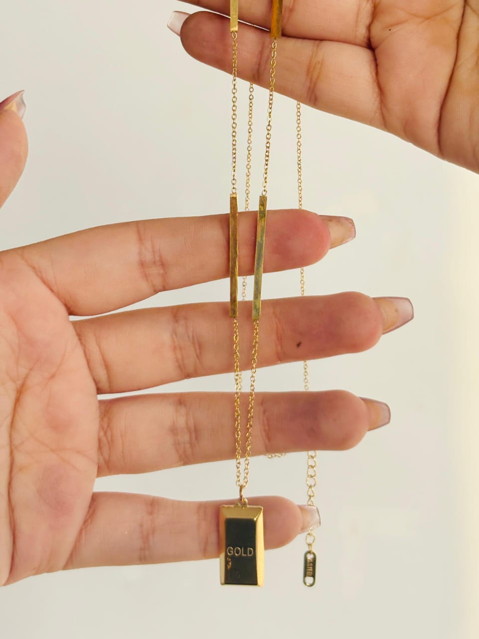 Gold Bar Pendant Necklace