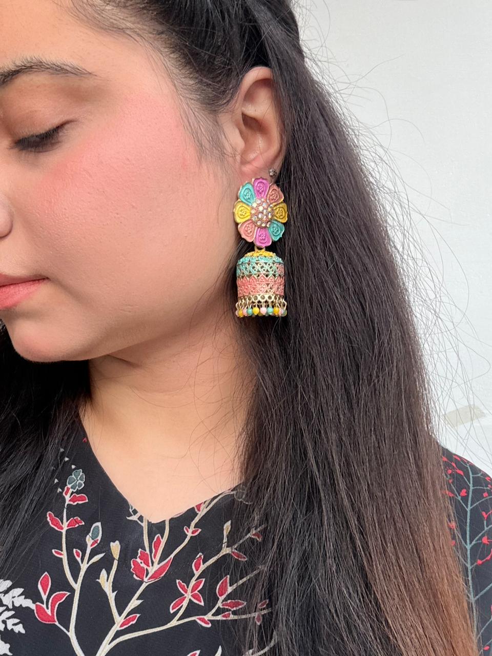 Candy Bloom Multicolor Jhumkas