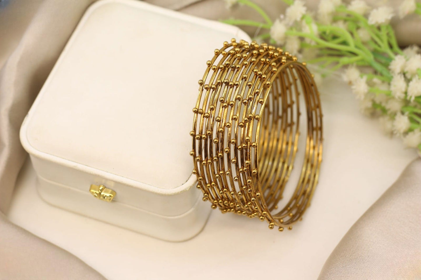 Steel Ball Multi-Tone Designer Bangles Set - 1 Dozen