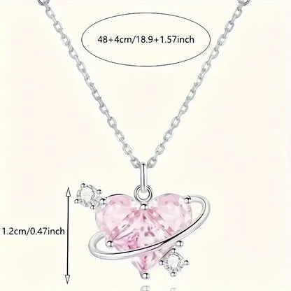 Elegant Cute Heart Pendant Necklace with Rhinestone Embellishment