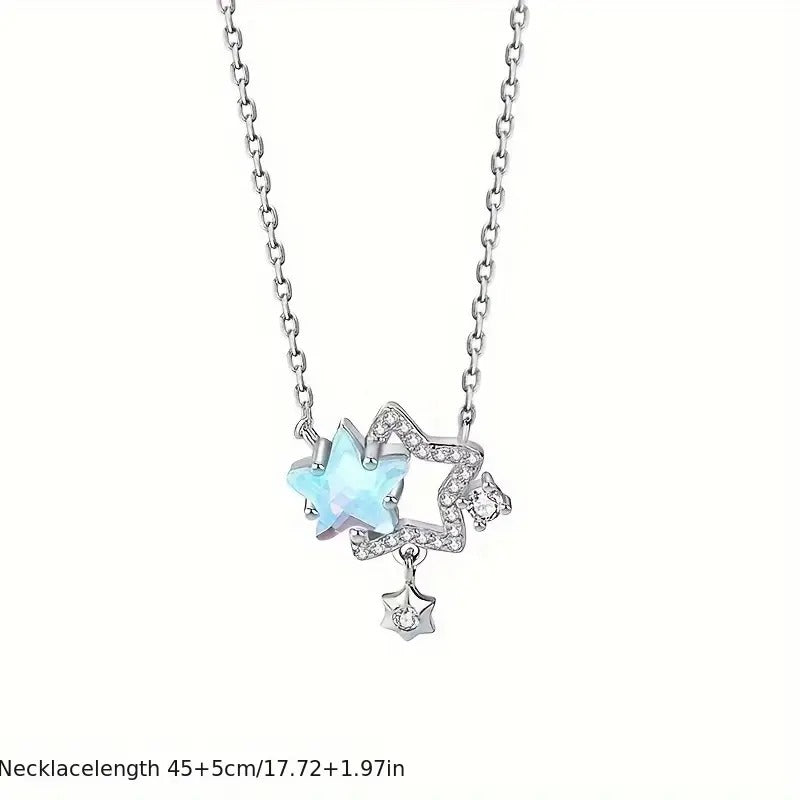 Elegant & Cute Star Pendant Necklace - Delicate Chain with Sparkling Crystals