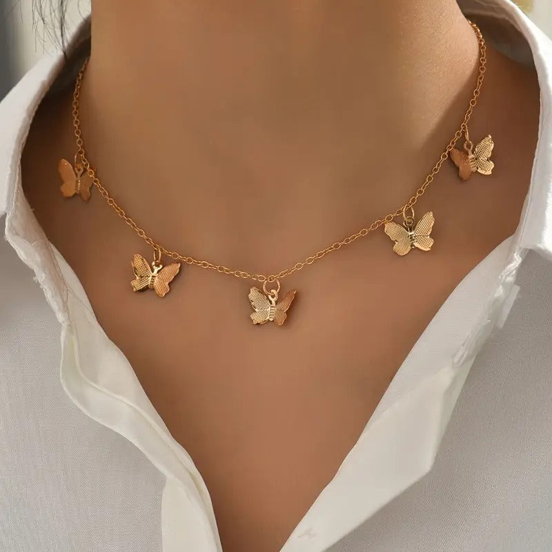Versatile And Simple Alloy Butterfly Choker Necklace