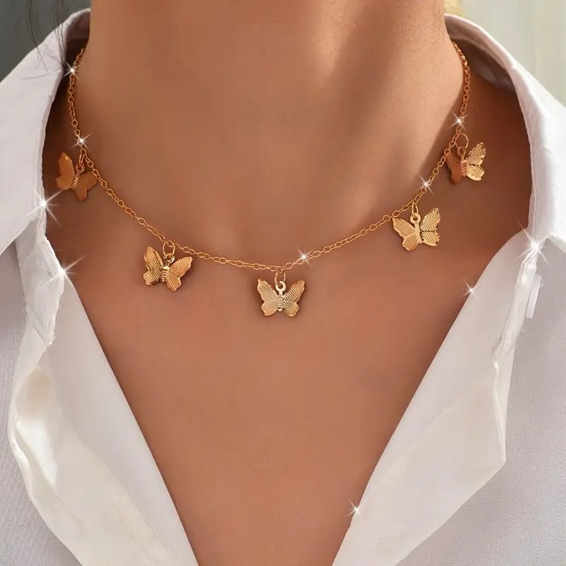 Versatile And Simple Alloy Butterfly Choker Necklace