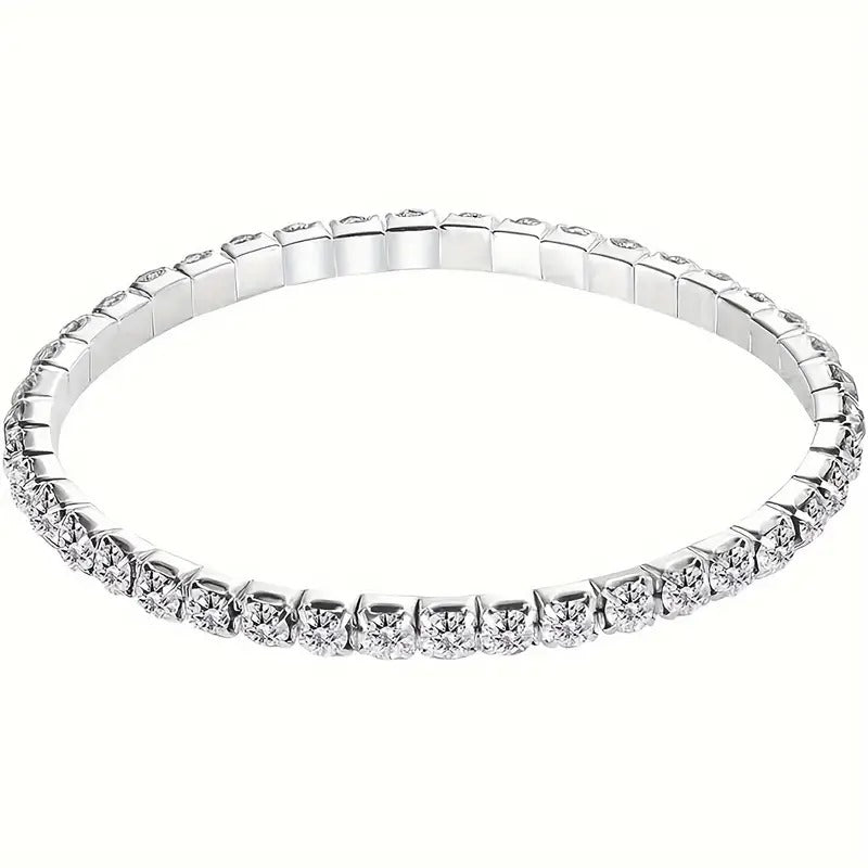 1 Piece Of Simple And Stylish Versatile Rhinestones Ladies' Fashion Tennis Bracelet
