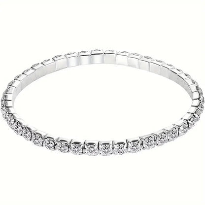 1 Piece Of Simple And Stylish Versatile Rhinestones Ladies' Fashion Tennis Bracelet