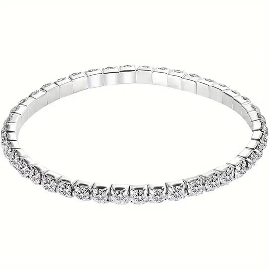 1 Piece Of Simple And Stylish Versatile Rhinestones Ladies' Fashion Tennis Bracelet