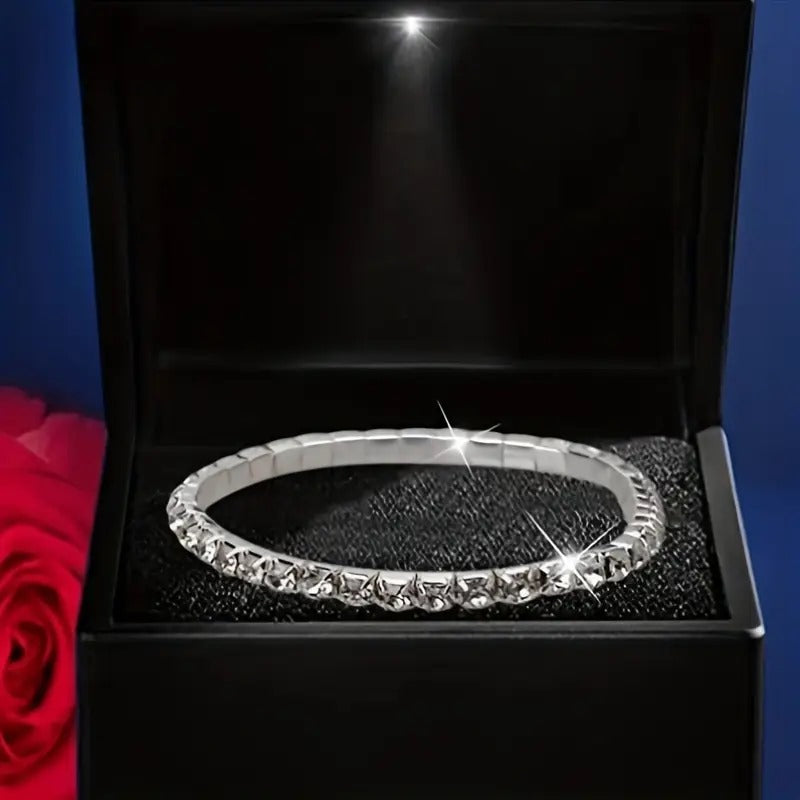 1 Piece Of Simple And Stylish Versatile Rhinestones Ladies' Fashion Tennis Bracelet