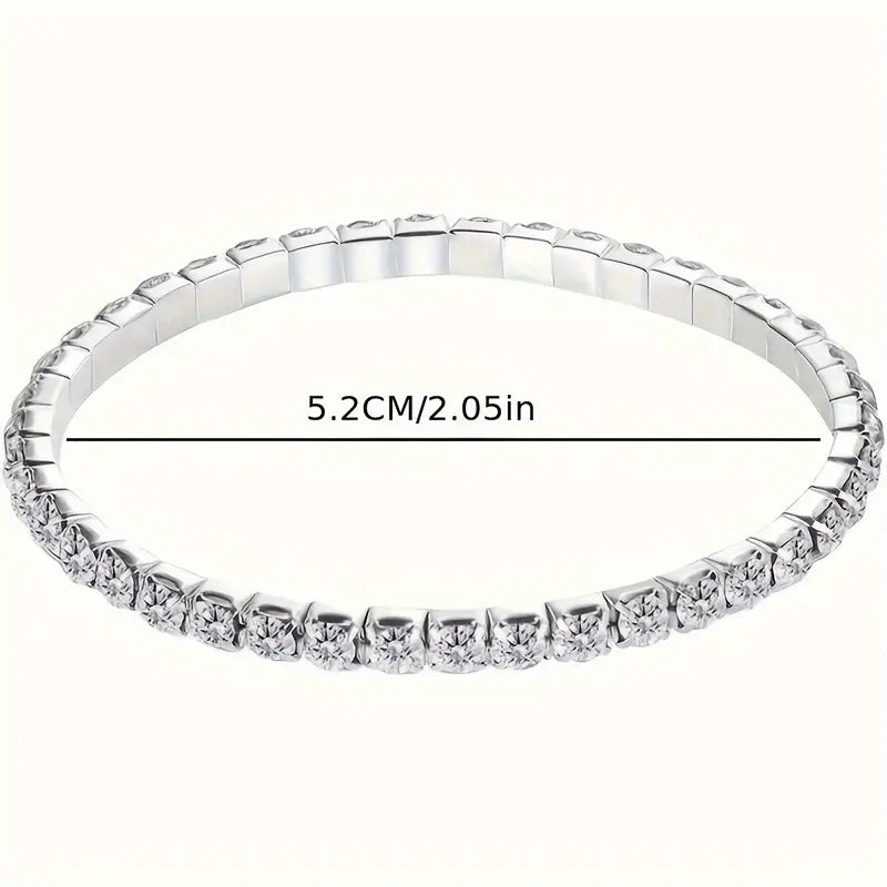 1 Piece Of Simple And Stylish Versatile Rhinestones Ladies' Fashion Tennis Bracelet