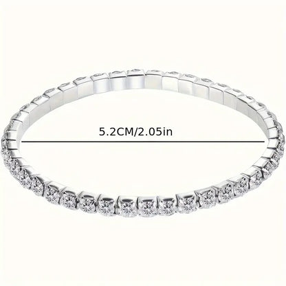 1 Piece Of Simple And Stylish Versatile Rhinestones Ladies' Fashion Tennis Bracelet