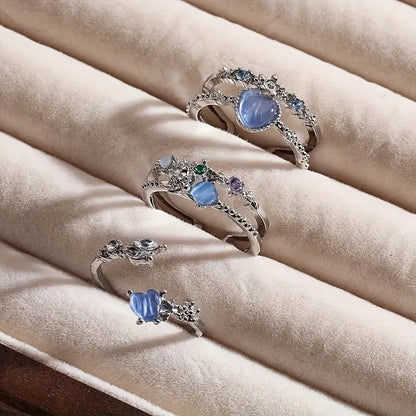 Fashionable Ring Luxurious Multi-Layer Floral Design - 3 Pieces