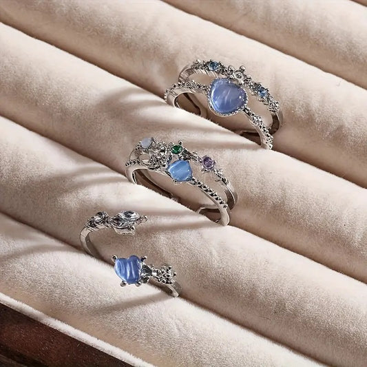 Fashionable Ring Luxurious Multi-Layer Floral Design - 3 Pieces