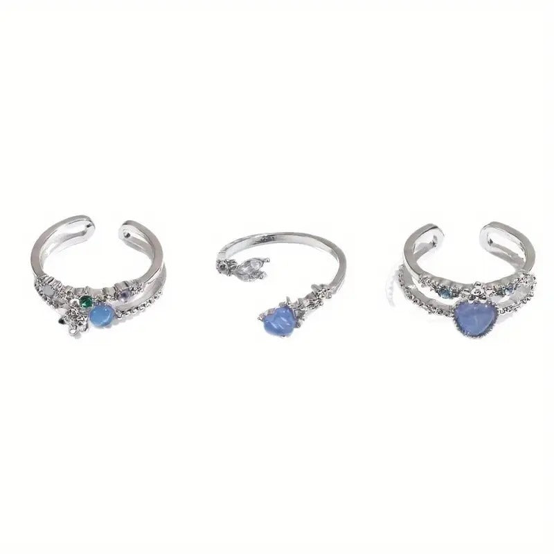 Fashionable Ring Luxurious Multi-Layer Floral Design - 3 Pieces