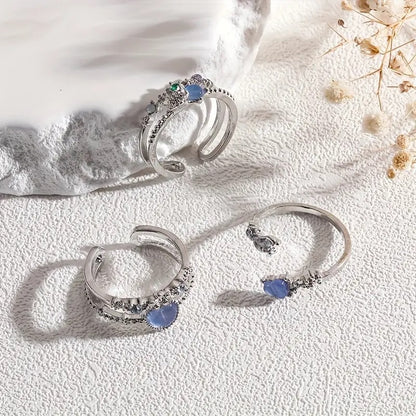 Fashionable Ring Luxurious Multi-Layer Floral Design - 3 Pieces