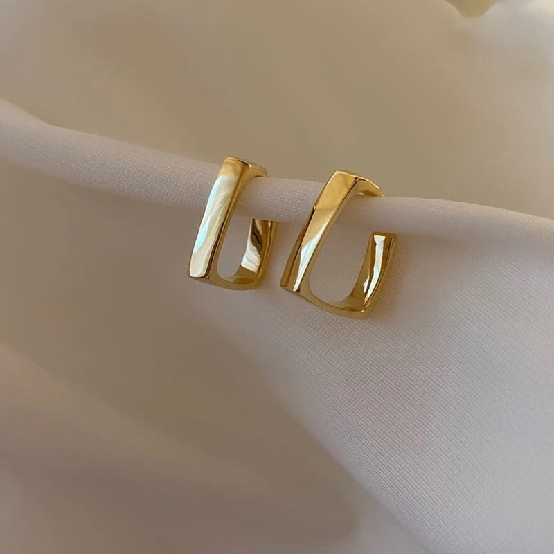 Stud Earrings, 14K Golden Plated, Zinc Alloy, Iron Ear Post, Versatile Fashion Jewelry for Women, All-Season Wear