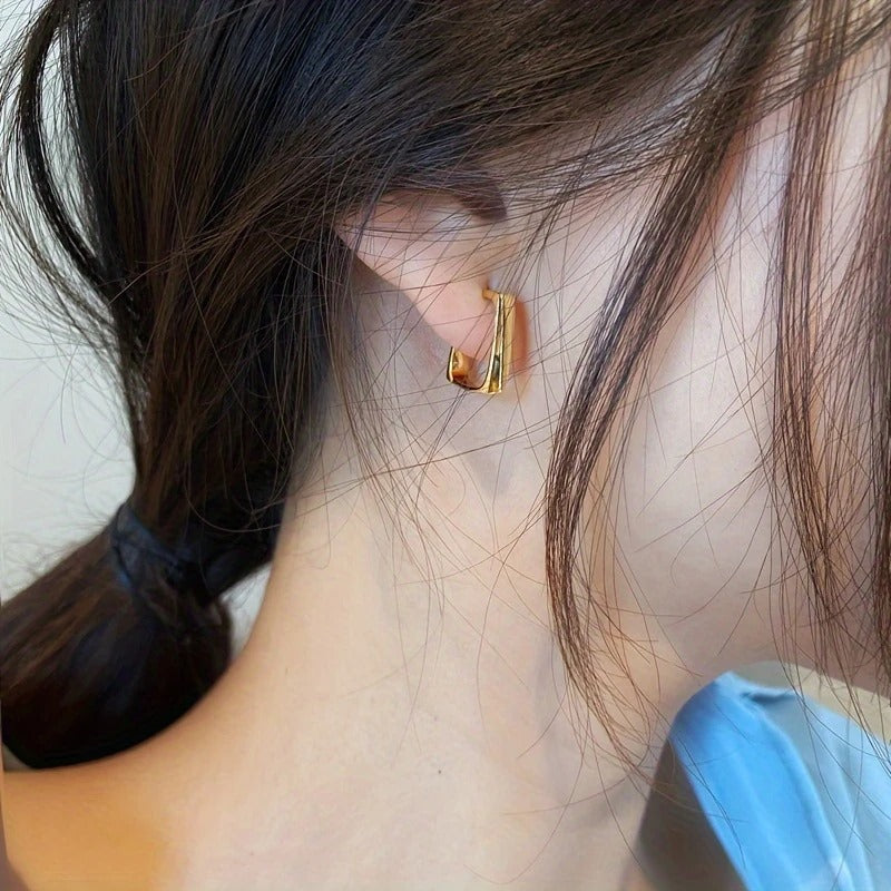 Stud Earrings, 14K Golden Plated, Zinc Alloy, Iron Ear Post, Versatile Fashion Jewelry for Women, All-Season Wear