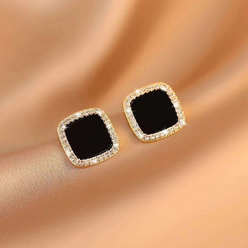 Elegant Black Stud Earrings