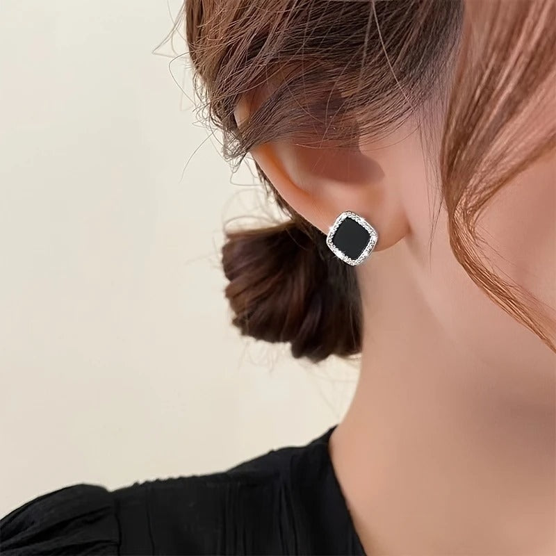Elegant Black Stud Earrings