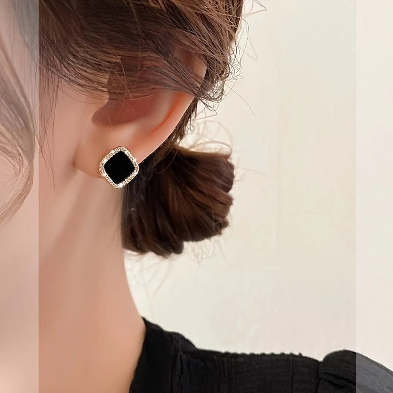 Elegant Black Stud Earrings