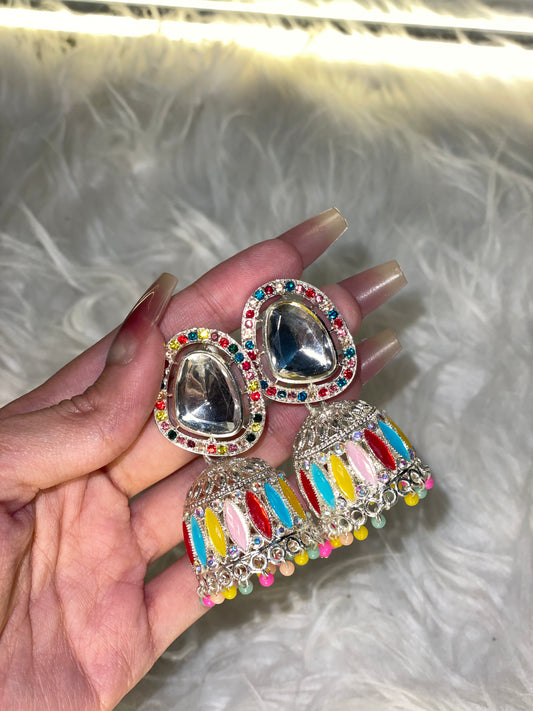 Navrang Mirror Jhumka Earrings