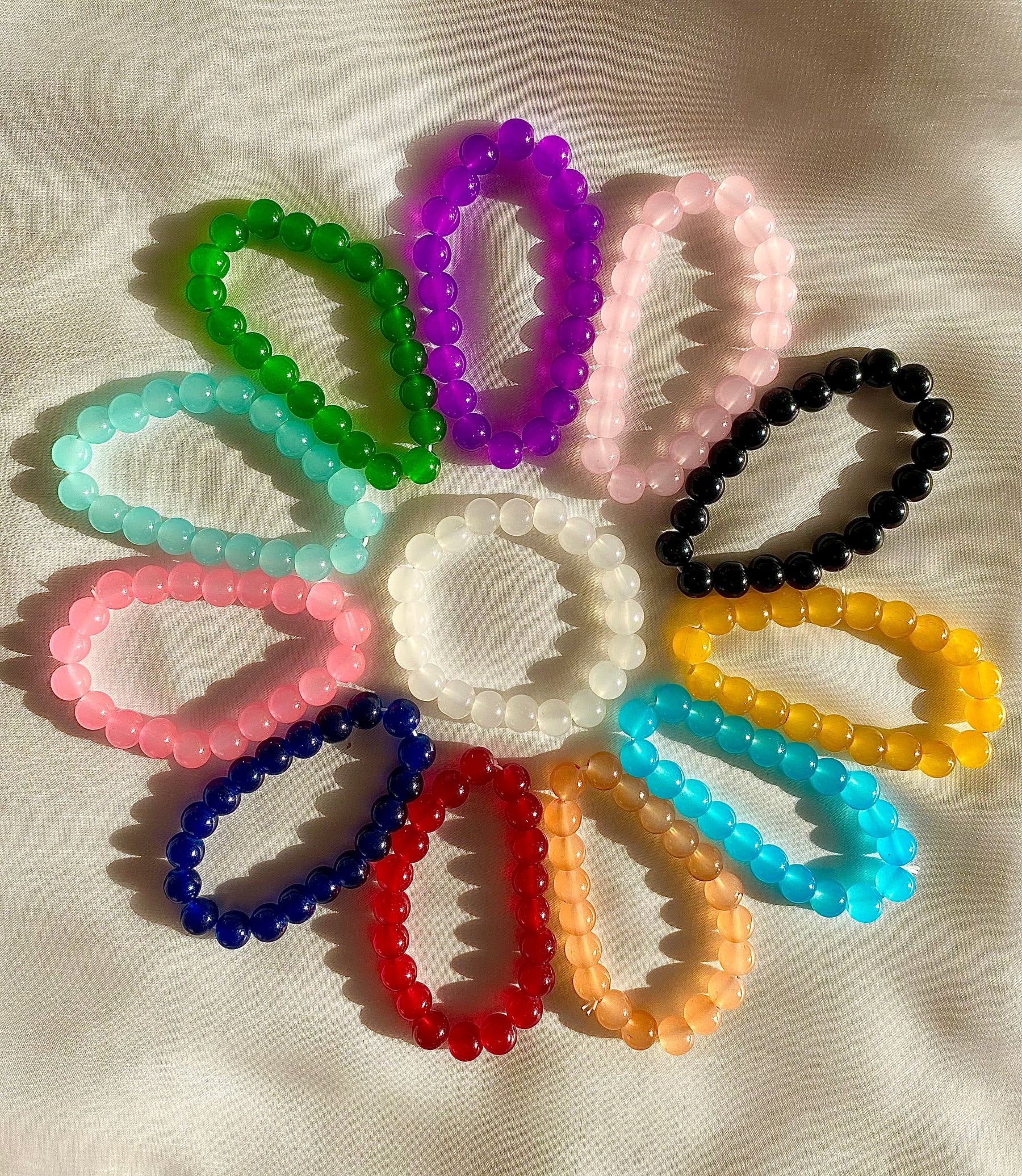 Colourful Beads Bracelets - 12 Piece