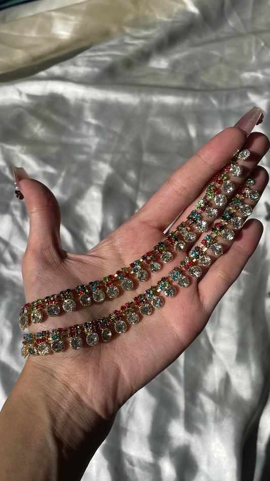 Noor Multicolor Crystal Anklet