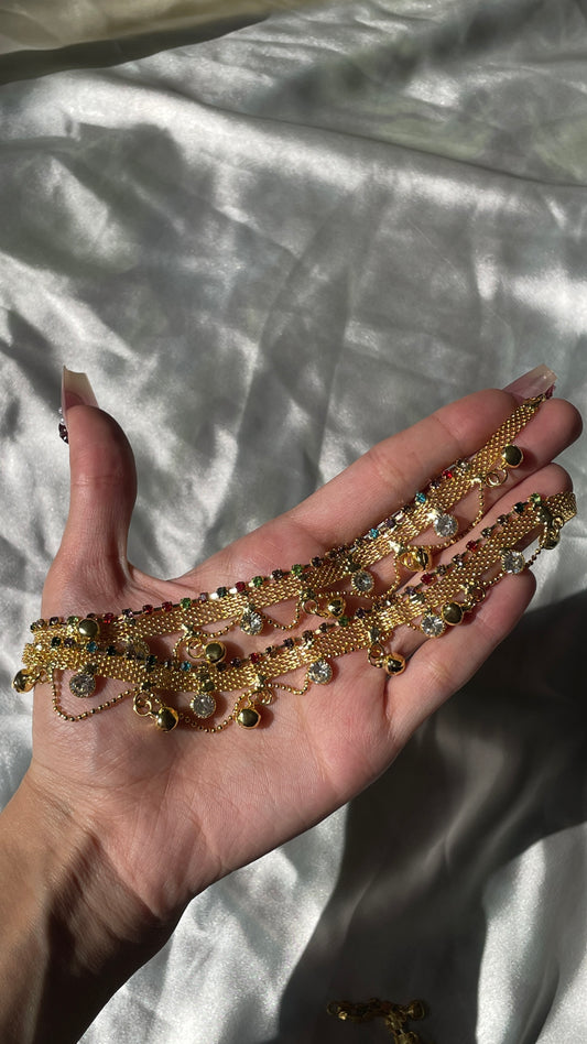 Noor Jashn Layered Gold Anklet (Payal)