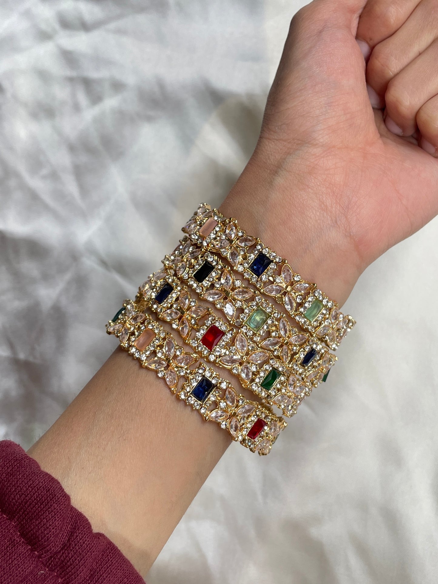 Maharani Multicolor Kundan Cuff Bracelet