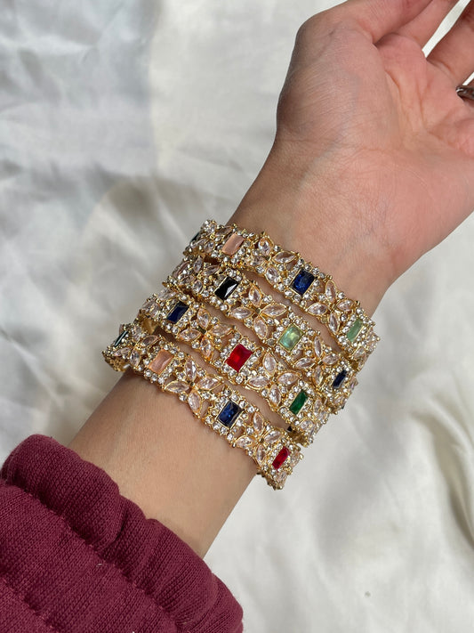 Maharani Multicolor Kundan Cuff Bracelet