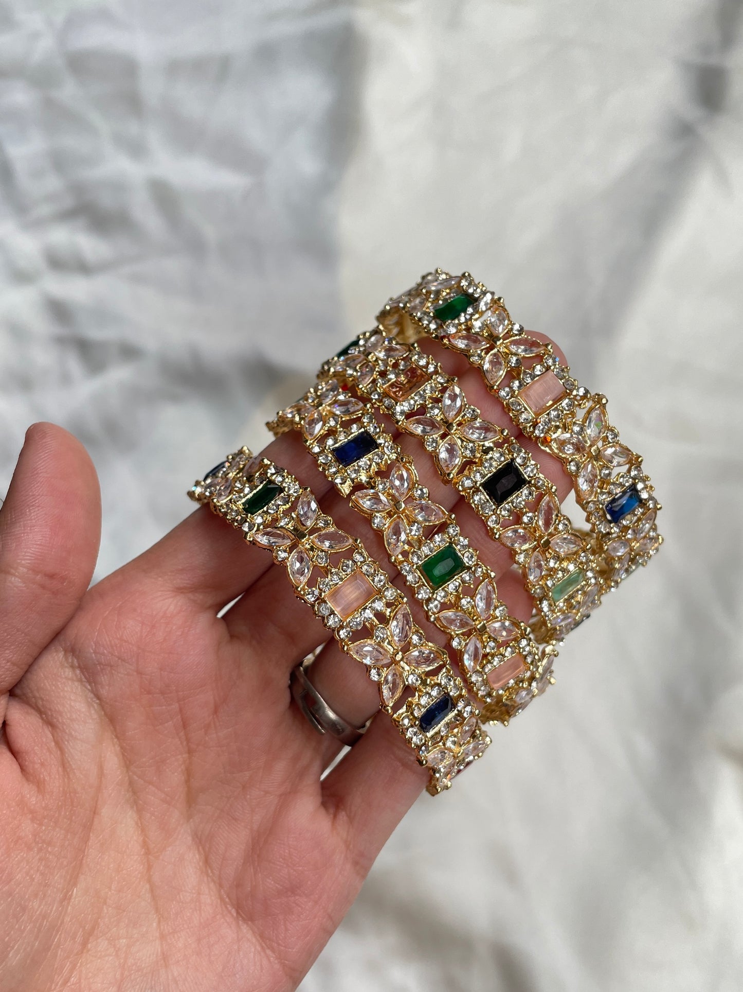 Maharani Multicolor Kundan Cuff Bracelet