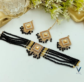 New Stylish & fancy Pearl Choker Patti  Necklace set with earrings and Tika for Girls and Women