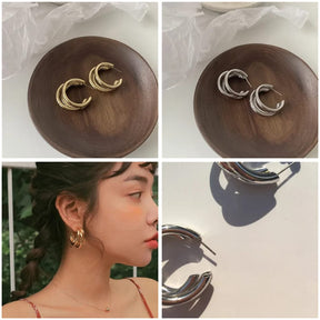 1 Pair Round Double Layer Trendy Hoop Earing