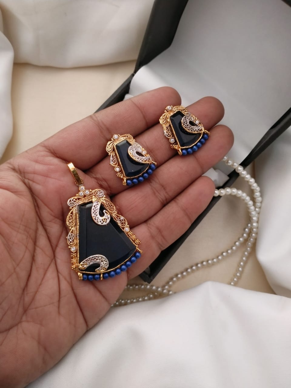 Premium Stone Egyptian Necklace with Earrings