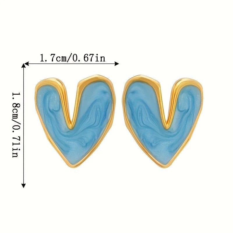 Pair of Versatile Dripping Oil Love Earrings