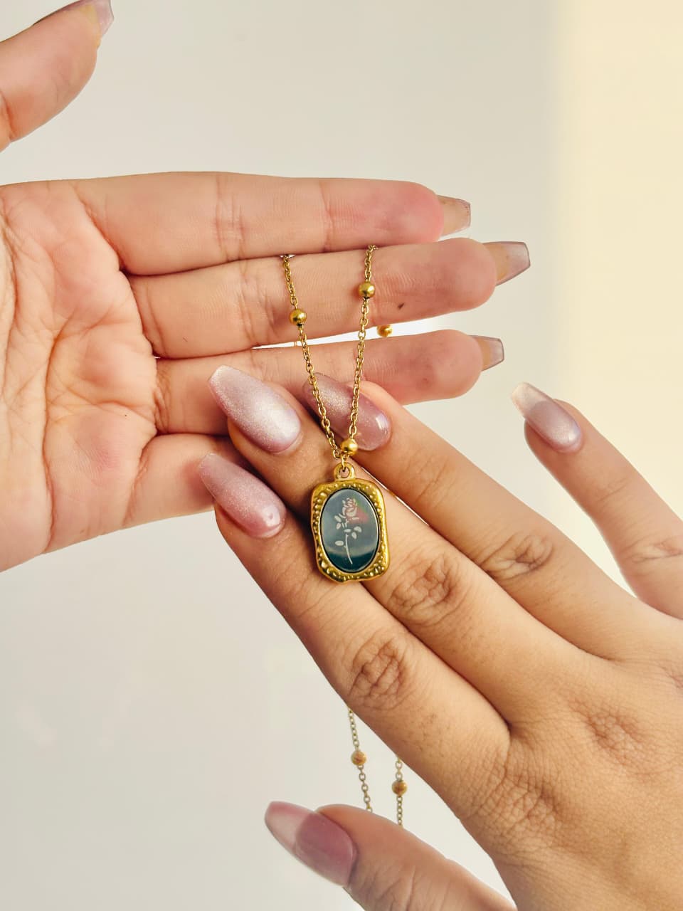 Vintage Rose Pendant Necklace