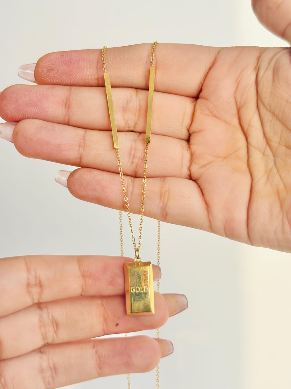 Gold Bar Pendant Necklace