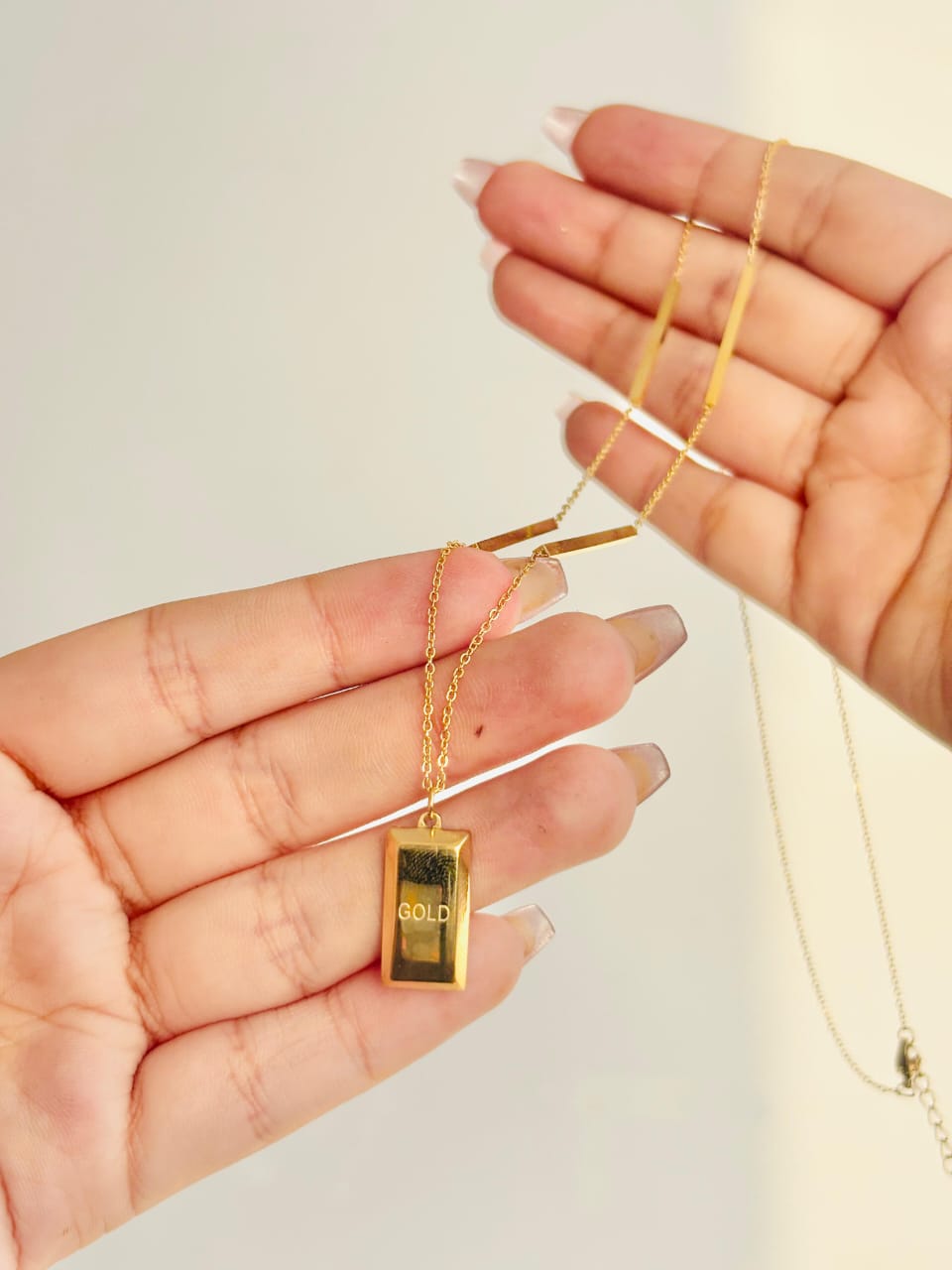 Gold Bar Pendant Necklace