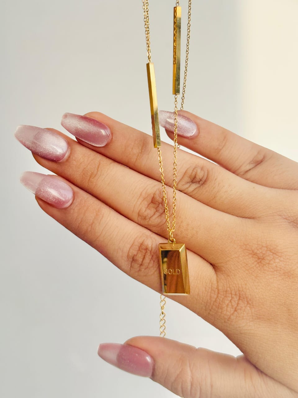 Gold Bar Pendant Necklace