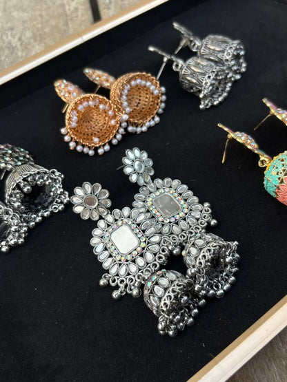 Boho Luxe Charm – Pack of 6 Designer Jhumka & Stud Earrings