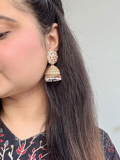 Royal Pearl Blossom Jhumkas