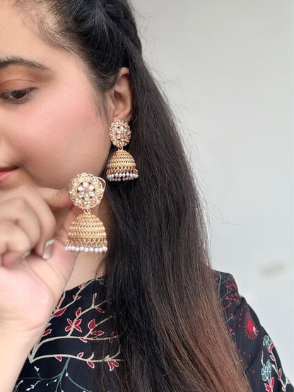 Royal Pearl Blossom Jhumkas
