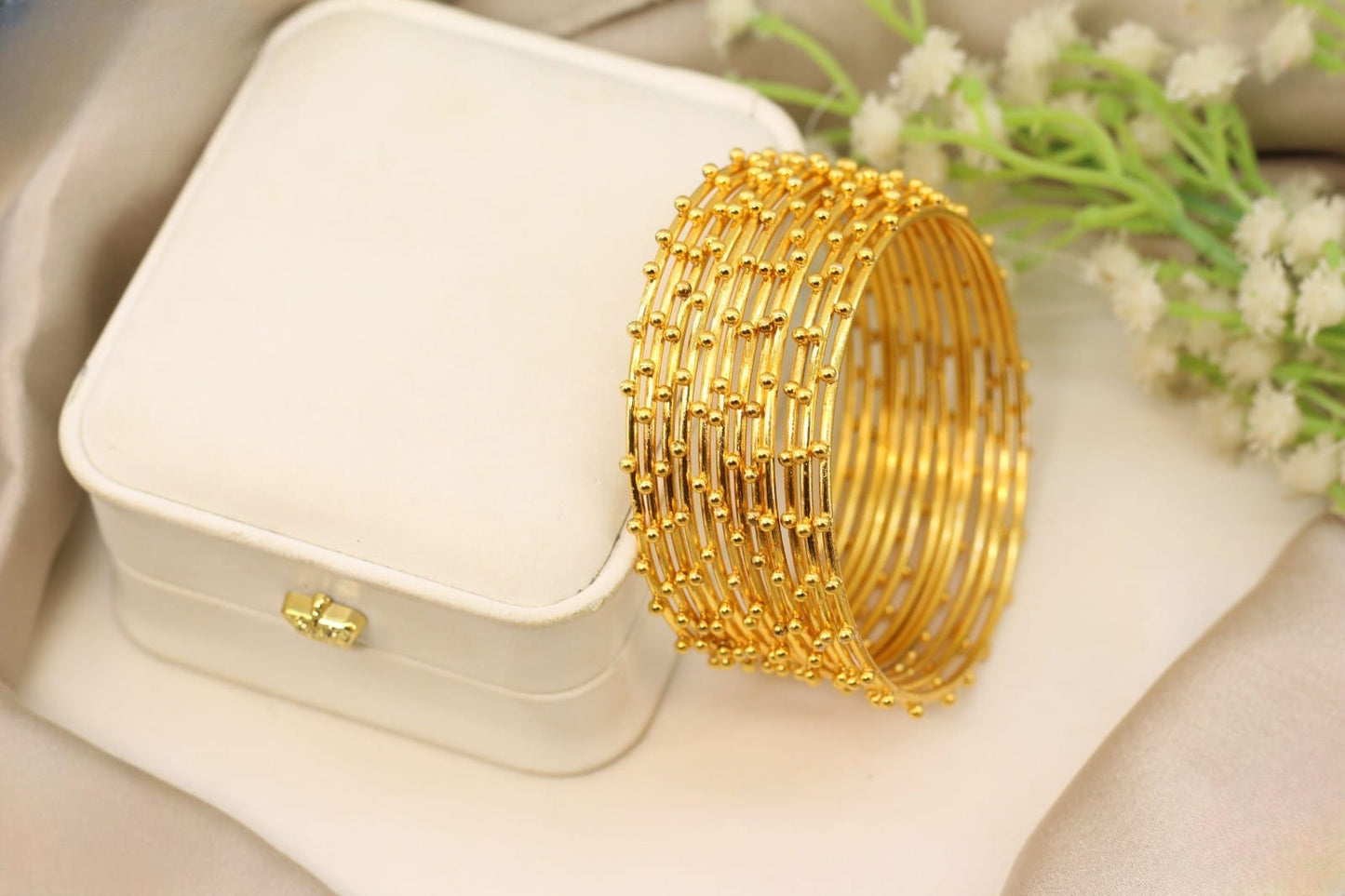 Steel Ball Multi-Tone Designer Bangles Set - 1 Dozen