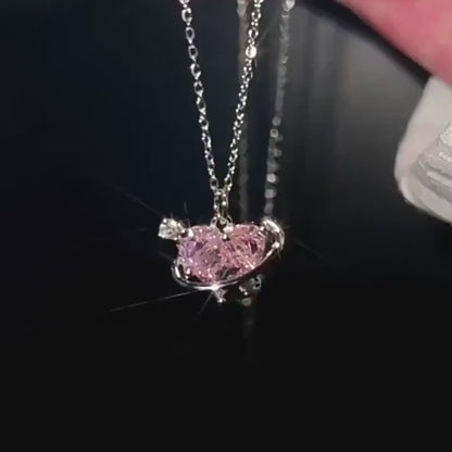 Elegant Cute Heart Pendant Necklace with Rhinestone Embellishment