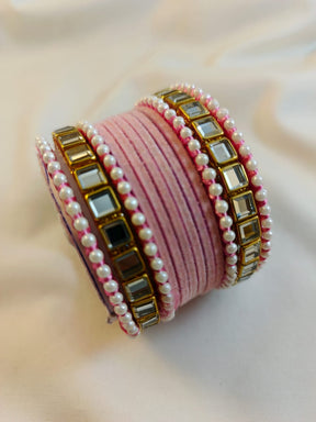 Stylish Velvet steel Bangles set