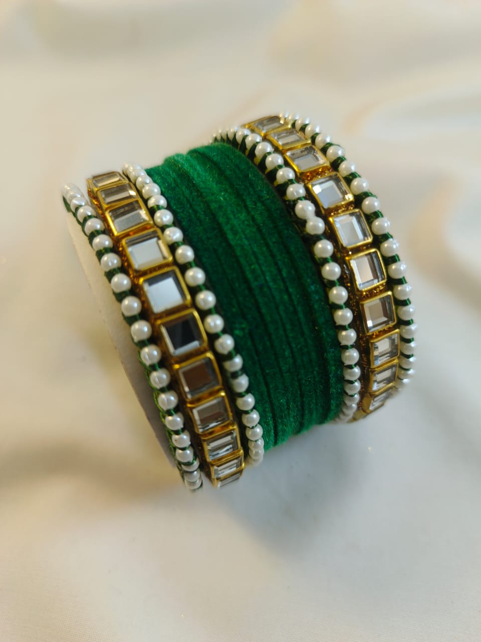 Stylish Velvet steel Bangles set