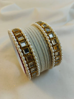 Stylish Velvet steel Bangles set