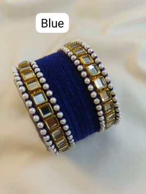 Stylish Velvet steel Bangles set