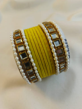 Stylish Velvet steel Bangles set