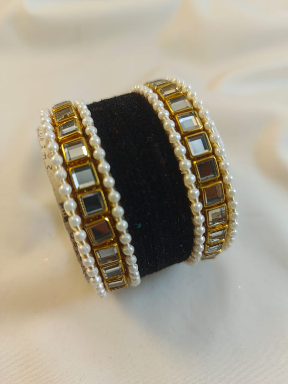 Stylish Velvet steel Bangles set